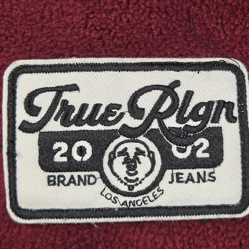 True Religion Vest Mens Medium Red Fleece Full Zip Logo Pockets Outdoor